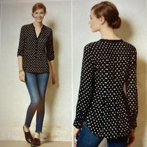 Anthropologie Vanessa Virginia, Black and White Dot Blouse, Size 4